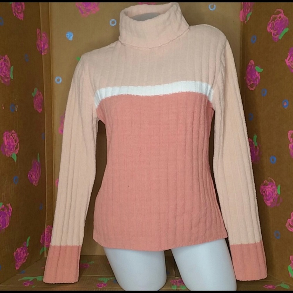 Sonoma Chenille Peach Turtleneck Sweater Size L